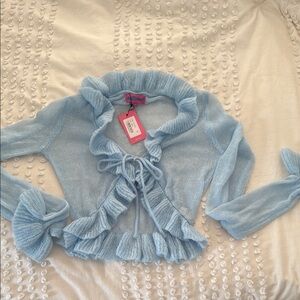 Blue Ruffled Women's Sweater